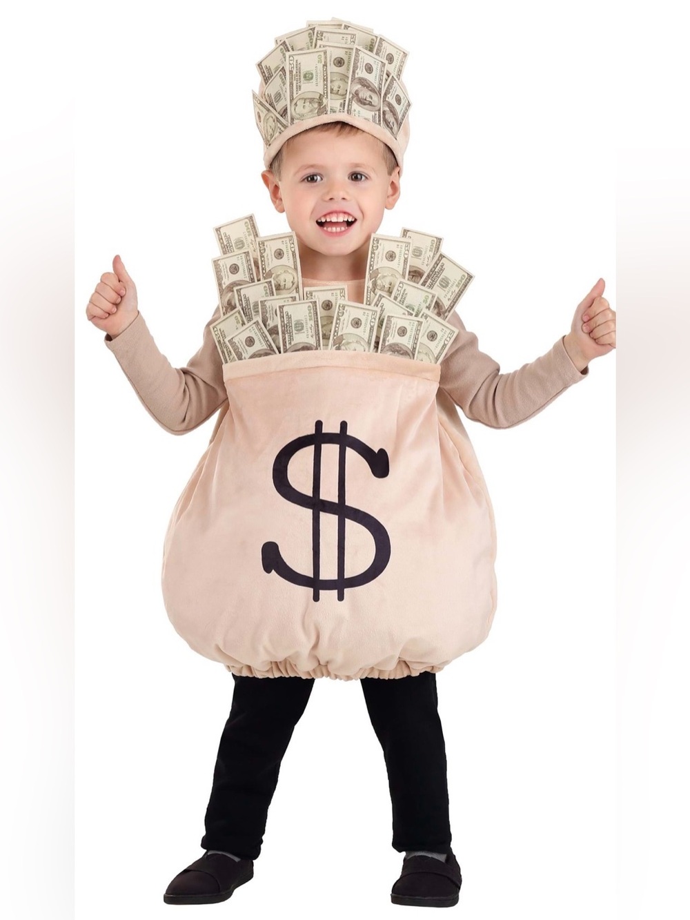 Kids Money Bag Costume - Beige Dollar Sack Outfit